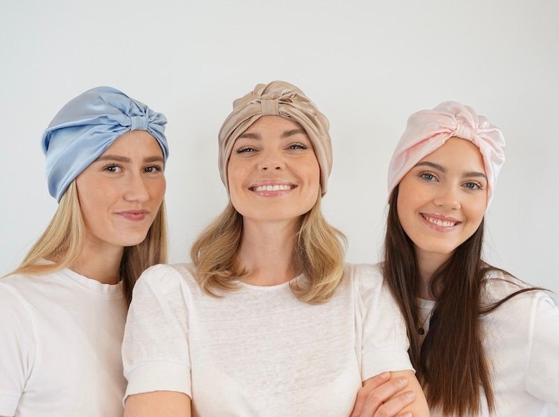Sove turban i silke-mørkeblå