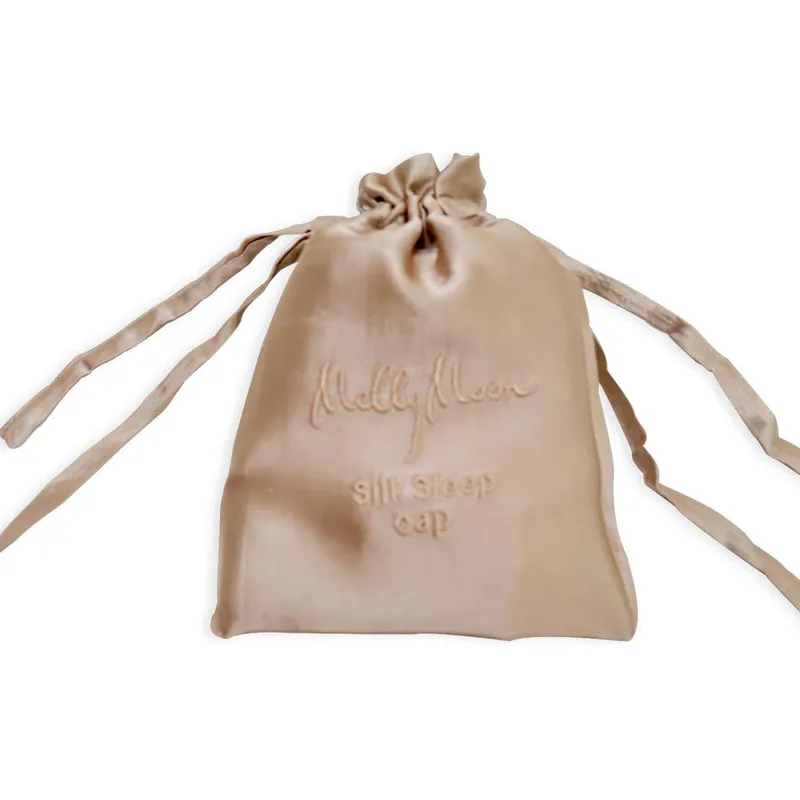 Sove turban i silke-champagne
