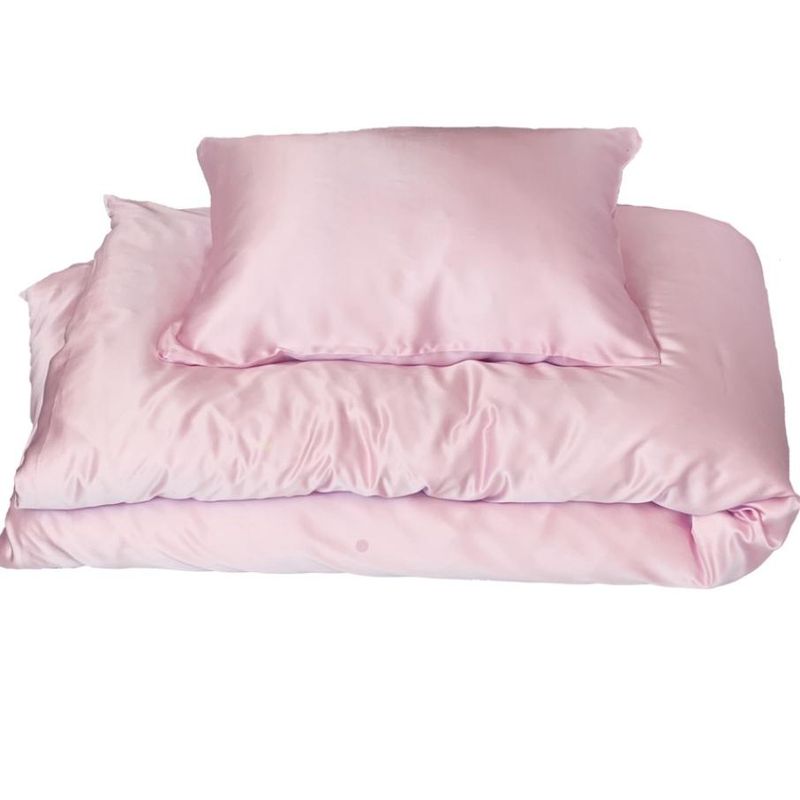 Sengesett i silke - rosa - glidelås