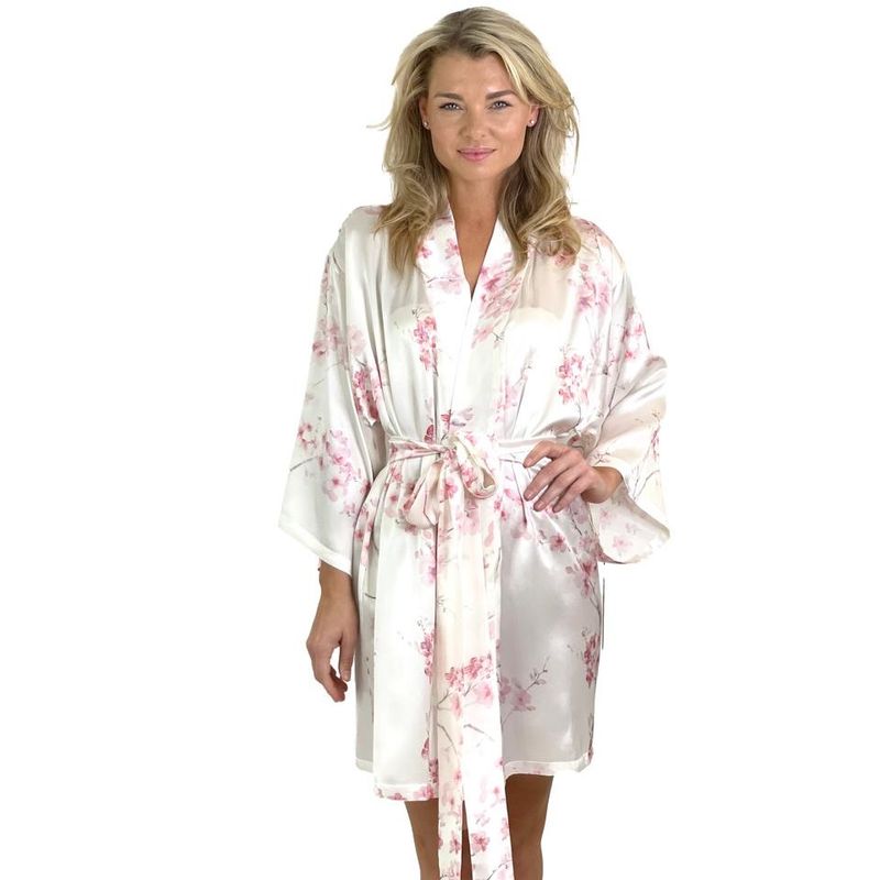 Kimono i silke - rosa print