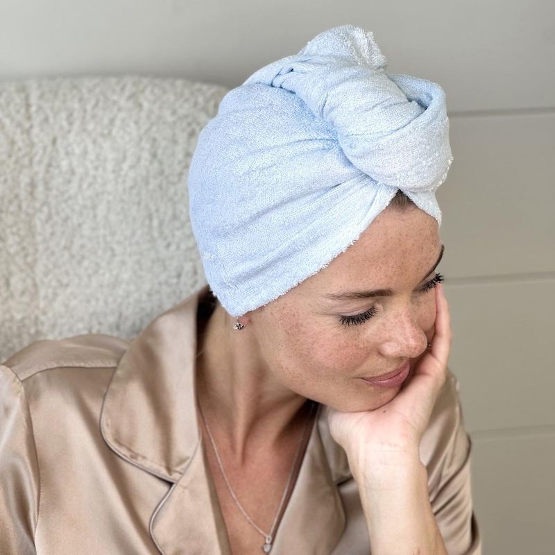 Bambus hårhåndkle - lys blå