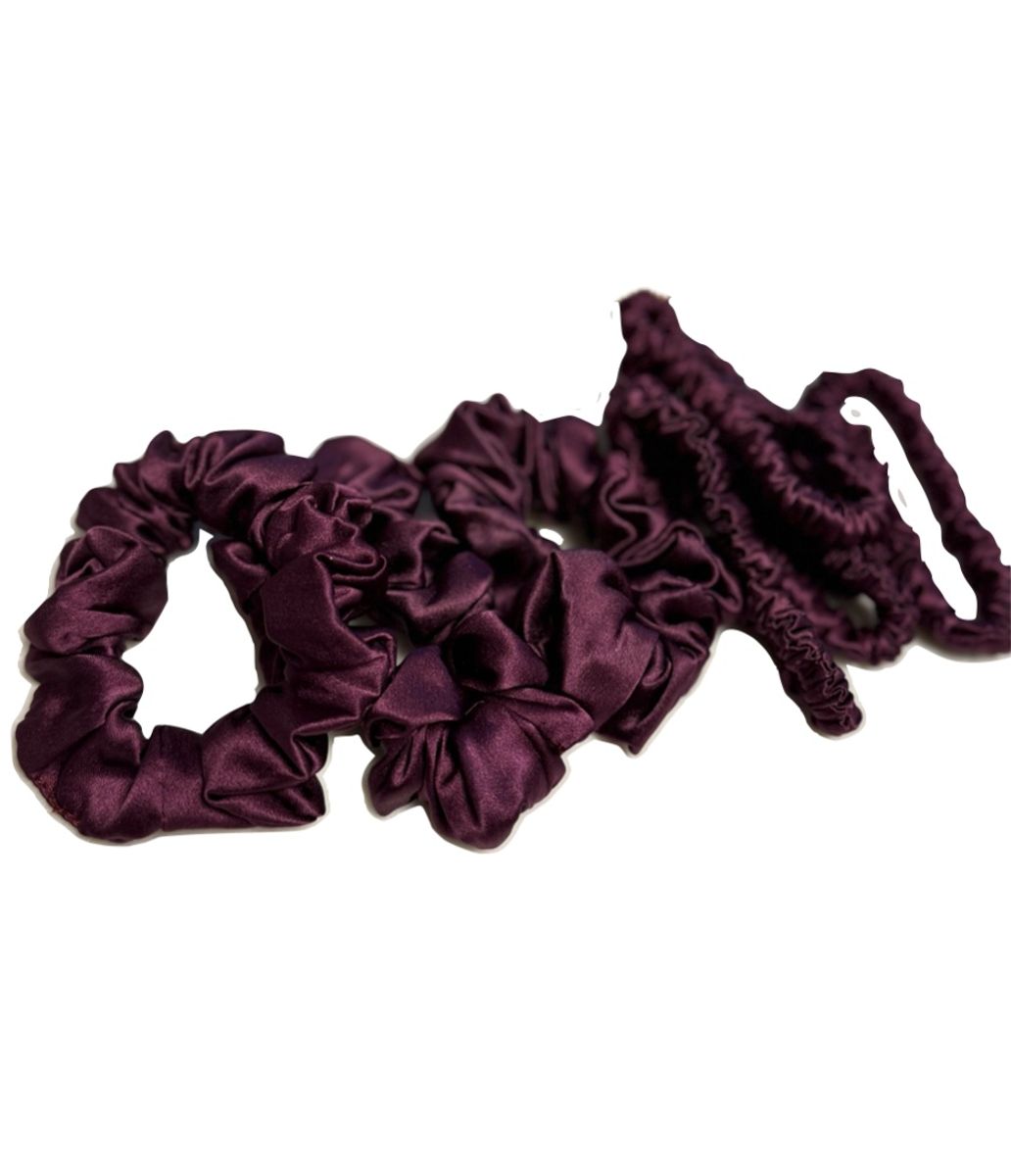 Hårstrikk i silke -plomme